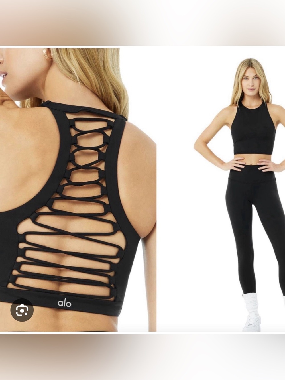 EUC Alo Yoga Movement Bra Tank Strappy Back Women’s size XS Black